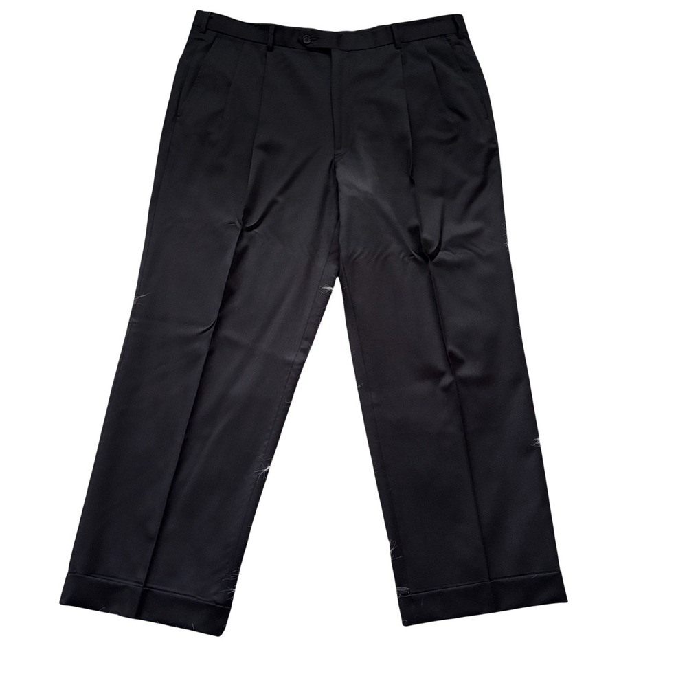 Brooks Brothers 1818 Madison Wool Straight Leg Dress Pants Men's Size 45R Black‎
